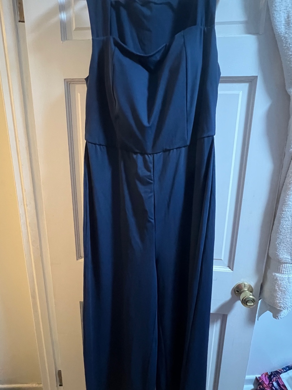 HALARA Navy Blue Wide-Leg Sleeveless Jumpsuit
